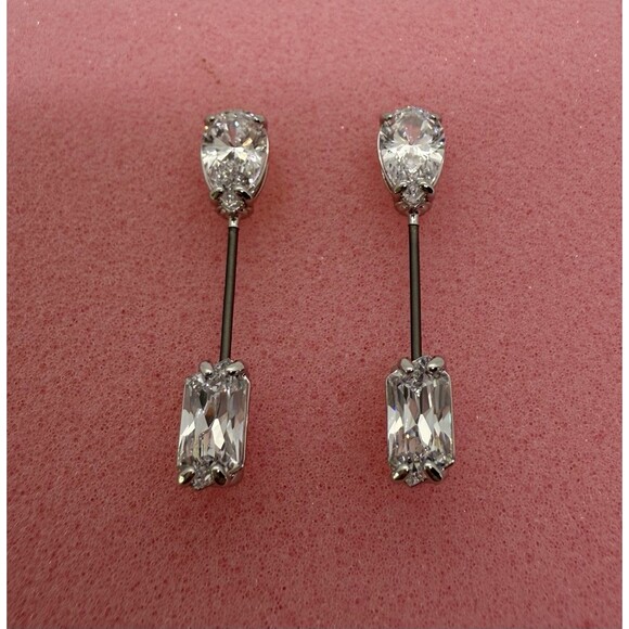 Swarovski Dangle Earrings Mesmera Mixed Cuts Crystal Rhodium Plated $150 New Tag - Picture 3 of 16